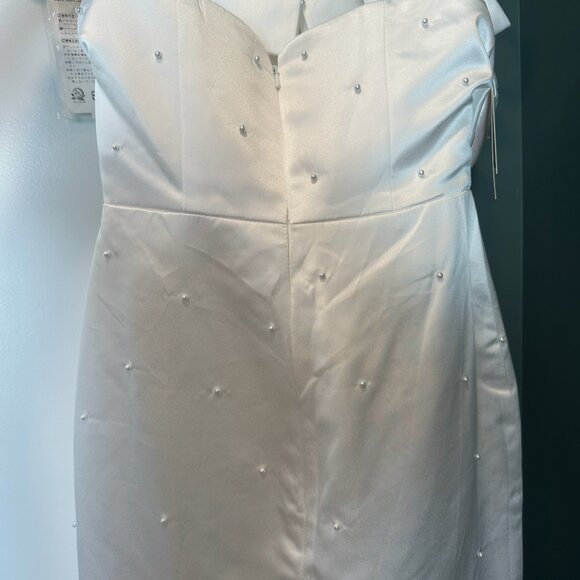 MISSACC Sheath/Column Strapless Elegant Satin Wedding Dress - Picture 5 of 6